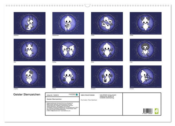 Produktbild: Geister Sternzeichen (Wandkalender 2026 DIN A2 quer), CALVENDO Monatskalender