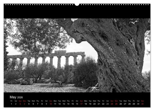 Produktbild: Black and White Sicily (High Quality Premium Wall Calendar 2026 DIN A2 landscape),CALVENDO 12 Month Wall Calendar