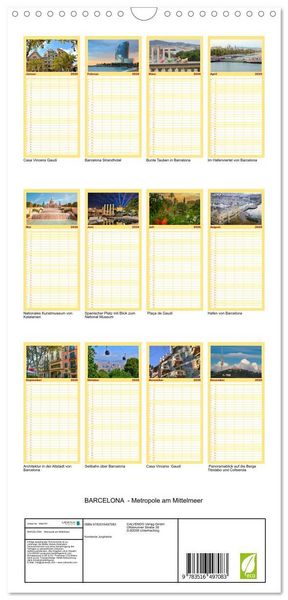 Produktbild: Familienplaner 2026 - BARCELONA - Metropole am Mittelmeer mit 5 Spalten (Wandkalender, 21 x 45 cm) CALVENDO