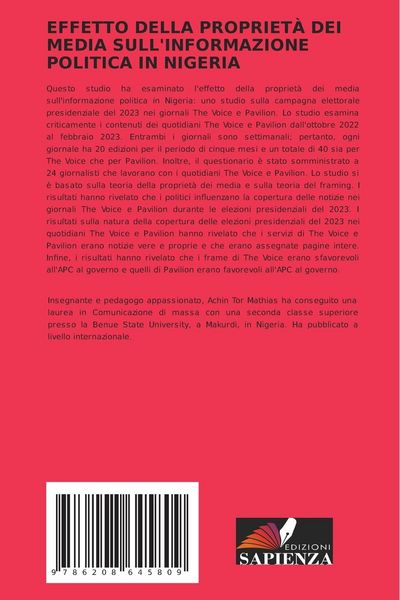 Produktbild: EFFETTO DELLA PROPRIET&Agrave; DEI MEDIA SULL'INFORMAZIONE POLITICA IN NIGERIA