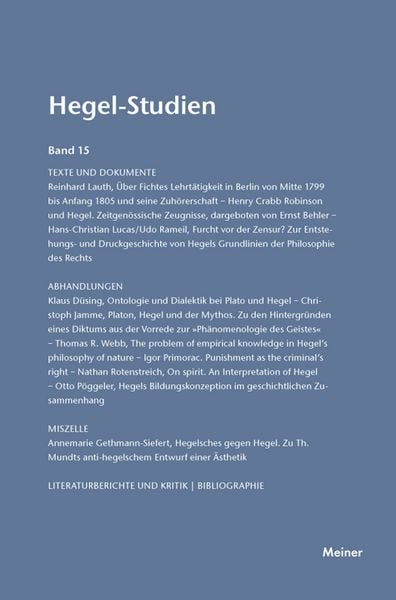 Produktbild: Hegel-Studien Band 15