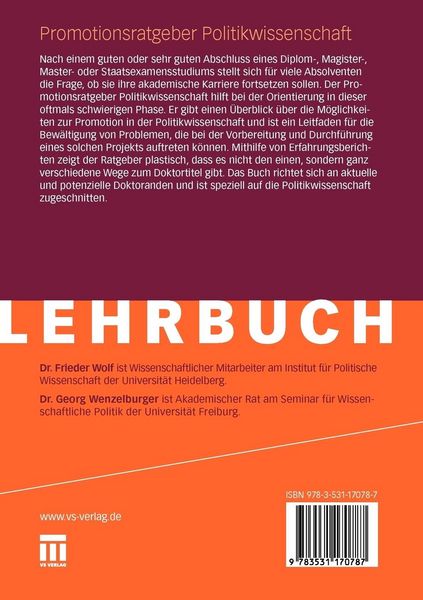 Produktbild: Promotionsratgeber Politikwissenschaft
