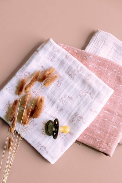 Produktbild: Mullt&uuml;cher 3-pack mix - 55x55cm - Rosy Rabbit