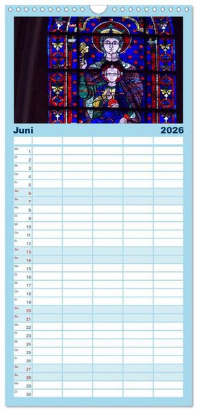 Produktbild: Familienplaner 2026 - Bilder aus Licht - Notre Dame de Chartres mit 5 Spalten (Wandkalender, 21 x 45 cm) CALVENDO