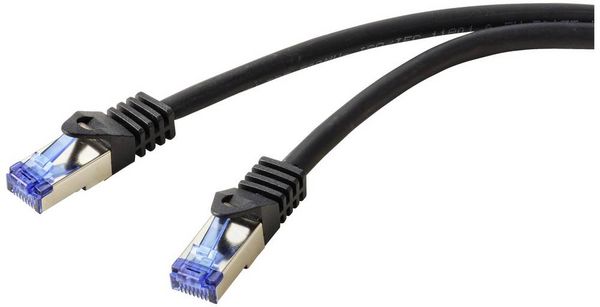 Produktbild: Renkforce RF-6830464 RJ45 Patchkabel CAT 6a S/FTP 5.00m Schwarz 1St.