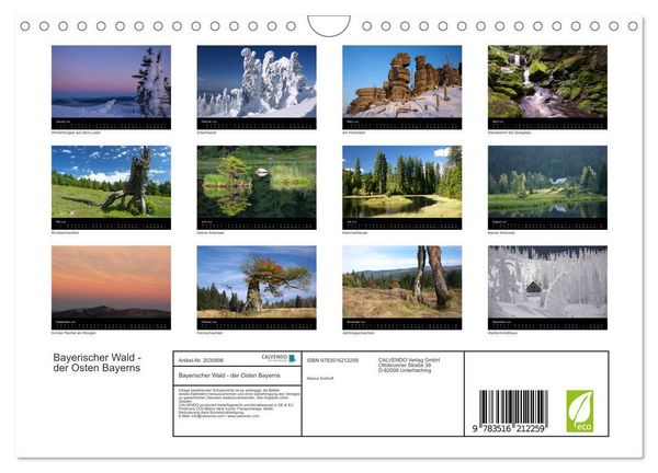 Produktbild: Bayerischer Wald - der Osten Bayerns (Wandkalender 2026 DIN A4 quer), CALVENDO Monatskalender