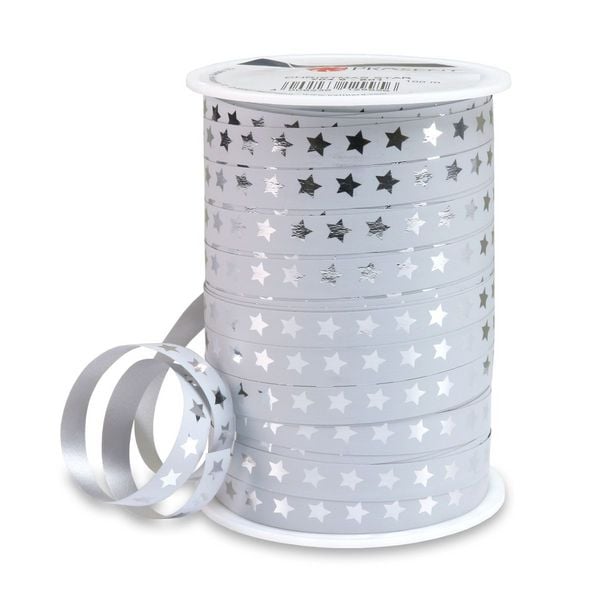 Produktbild: PR&Auml;SENT Geschenkband Christmas Star, weiss/silber