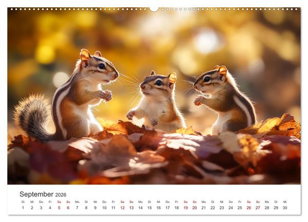 Produktbild: Backen voll - Ein Jahr mit Streifenh&ouml;rnchen (hochwertiger Premium Wandkalender 2026 DIN A2 quer), Kunstdruck in Hochglanz