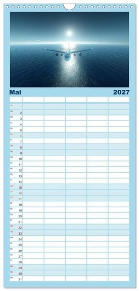 Produktbild: Familienplaner 2027 - Flugzeugkalender - Die sch&ouml;nsten Passagiermaschinen mit 5 Spalten (Wandkalender, 21 x 45 cm) CALVENDO