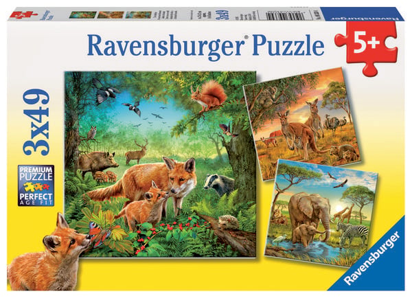 Produktbild: Puzzle Ravensburger Tiere der Erde 3 X 49 Teile