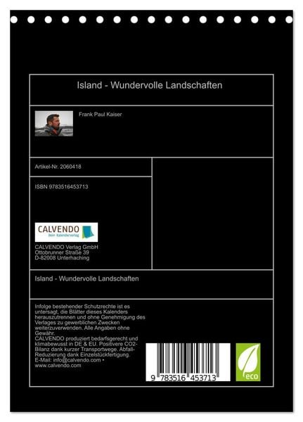 Produktbild: Island - Wundervolle Landschaften (Tischkalender 2026 DIN A5 hoch), CALVENDO Monatskalender