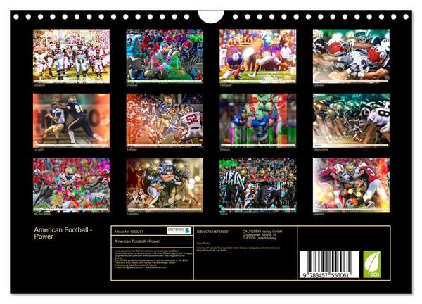 Produktbild: American Football - Power (Wandkalender 2026 DIN A4 quer), CALVENDO Monatskalender