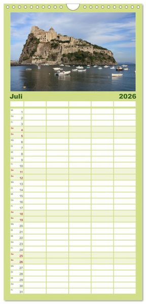 Produktbild: Familienplaner 2026 - Ischia mit 5 Spalten (Wandkalender, 21 x 45 cm) CALVENDO
