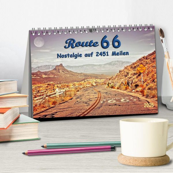 Produktbild: Nostalgie auf 2451 Meilen - Route 66 (Tischkalender 2026 DIN A5 quer), CALVENDO Monatskalender