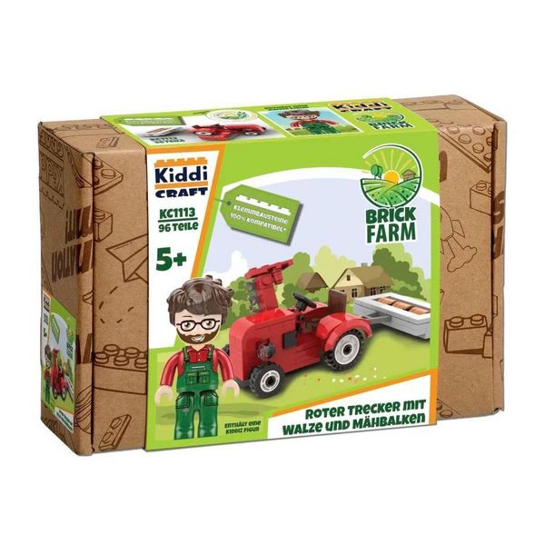 Produktbild: Kiddicraft KC1113 Roter Trecker mit Walze und M&auml;hbalken