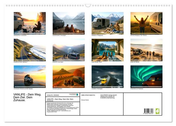 Produktbild: VANLIFE - Dein Weg. Dein Ziel. Dein Zuhause. (Wandkalender 2026 DIN A2 quer), CALVENDO Monatskalender