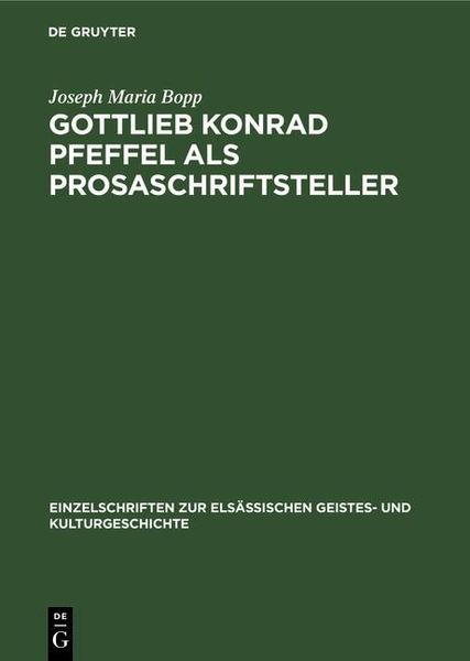 Produktbild: Gottlieb Konrad Pfeffel als Prosaschriftsteller