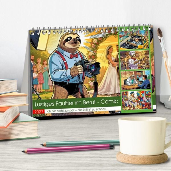 Produktbild: Lustiges Faultier im Beruf - Comic (Tischkalender 2027 DIN A5 quer), CALVENDO Monatskalender