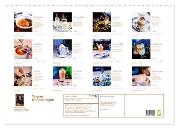 Produktbild: Wiener Kaffeerezepte (Wandkalender 2026 DIN A2 quer), CALVENDO Monatskalender