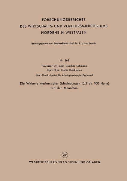 Produktbild: Die Wirkung mechanischer Schwingungen (0,5 bis 100 Hertz) auf den Menschen