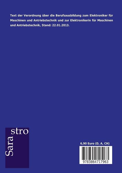 Produktbild: Verordnung &uuml;ber die Berufsausbildung zum Elektroniker f&uuml;r Maschinen und Antriebstechnik und zur Elektronikerin f&uuml;r Maschinen und Antriebstechnik