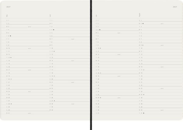 Produktbild: Moleskine 12 Monate Monatsnotizkalender 2027, XL, 1 Mo = 2 Seiten, Linierte Seiten, Weicher Einband, Schwarz
