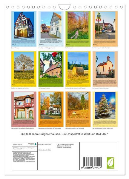 Produktbild: Gut 800 Jahre Burgholzhausen. Ein Ortsportr&auml;t in Wort und Bild 2027 (Wandkalender 2027 DIN A4 hoch), CALVENDO Monatskalender