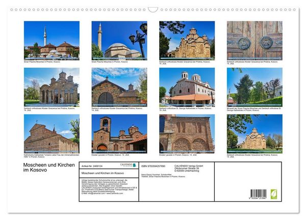 Produktbild: Moscheen und Kirchen im Kosovo (Wandkalender 2027 DIN A2 quer), CALVENDO Monatskalender