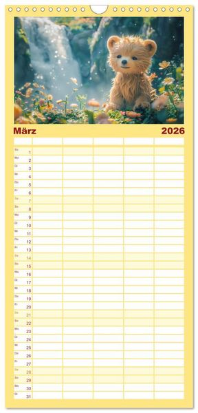 Produktbild: Familienplaner 2026 - Abenteuer eines Taddyb&auml;ren mit 5 Spalten (Wandkalender, 21 x 45 cm) CALVENDO
