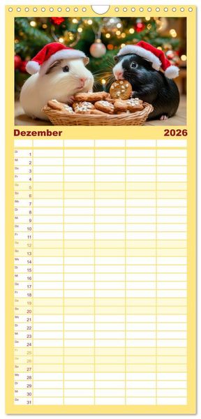 Produktbild: Familienplaner 2026 - Meerschweinchen - Hauptsache Urlaub mit 5 Spalten (Wandkalender, 21 x 45 cm) CALVENDO