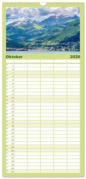 Produktbild: Familienplaner 2026 - Traumziele am Comer See mit 5 Spalten (Wandkalender, 21 x 45 cm) CALVENDO