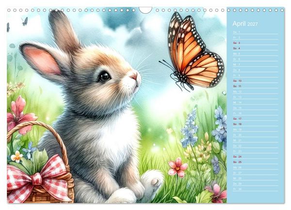 Produktbild: S&uuml;&szlig;e Tierbabys - niedliche Illustrationen (Wandkalender 2027 DIN A3 quer), CALVENDO Monatskalender