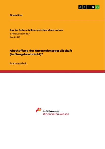 Produktbild: Abschaffung der Unternehmergesellschaft (haftungsbeschr&auml;nkt)?