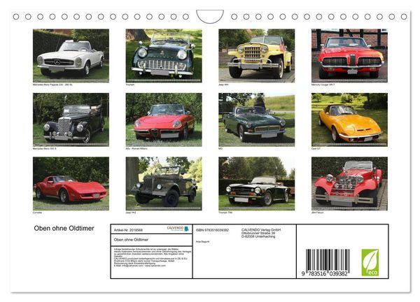 Produktbild: Oben ohne Oldtimer (Wandkalender 2026 DIN A4 quer), CALVENDO Monatskalender