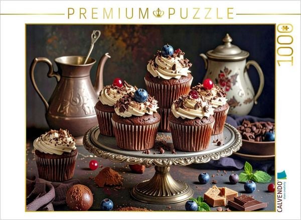 CALVENDO Puzzle Schokoladen Cupcakes mit Sahnehäubchen | 1000 Teile Lege-Größe 64x48cm Foto-Puzzle für glückliche Stunden