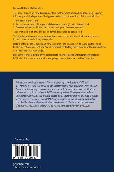 Produktbild: Calculus of Variations and Nonlinear Partial Differential Equations