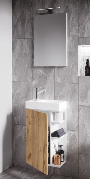 Produktbild: 2-tlg G&auml;ste WC Badm&ouml;bel Waschtisch Lumia Spiegel