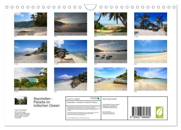 Produktbild: Seychellen - Paradis im indischen Ozean (Wandkalender 2026 DIN A4 quer), CALVENDO Monatskalender