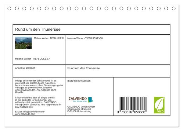 Produktbild: Rund um den Thunersee (Tischkalender 2026 DIN A5 quer), CALVENDO Monatskalender