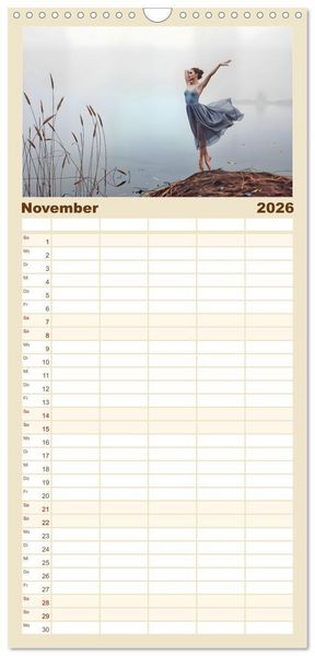 Produktbild: Familienplaner 2026 - Fl&uuml;gel aus Licht - Ballett in der Poesie der Natur mit 5 Spalten (Wandkalender, 21 x 45 cm) CALVENDO