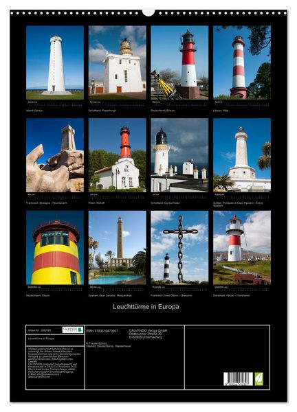 Produktbild: Leuchtt&uuml;rme in Europa (Wandkalender 2026 DIN A2 hoch), CALVENDO Monatskalender
