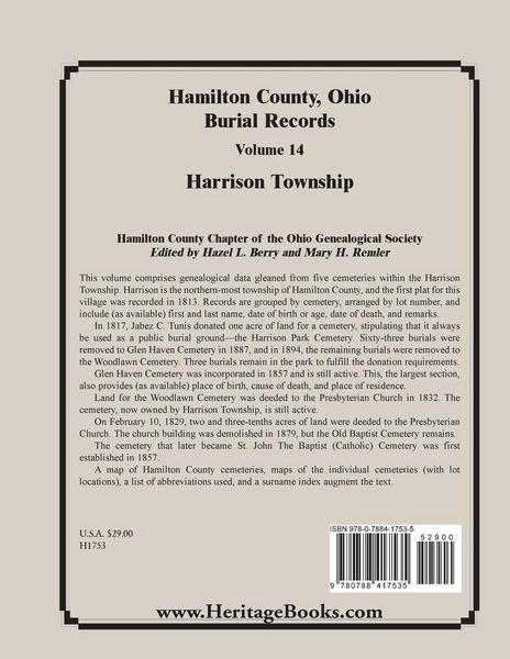 Produktbild: Hamilton County, Ohio Burial Records, Volume 14