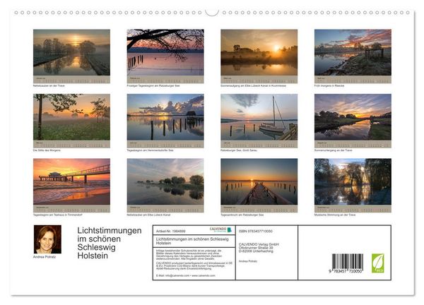 Produktbild: Lichtstimmungen im sch&ouml;nen Schleswig Holstein (hochwertiger Premium Wandkalender 2026 DIN A2 quer), Kunstdruck in Hochglanz
