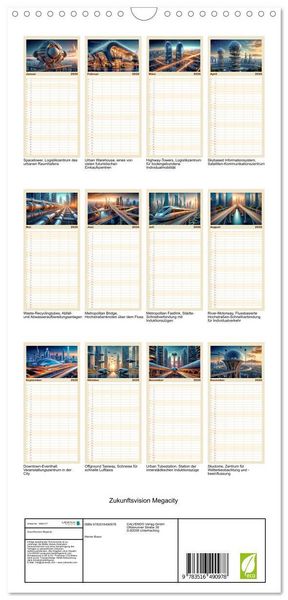 Produktbild: Familienplaner 2026 - Zukunftsvision Megacity mit 5 Spalten (Wandkalender, 21 x 45 cm) CALVENDO