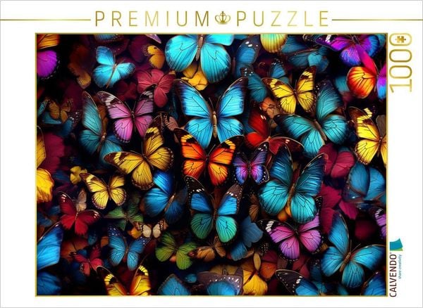 CALVENDO Puzzle Schmetterlinge - Illustration vieler Tiere auf einem Bild | 1000 Teile Lege-Größe 64x48cm Foto-Puzzle für glückliche Stunden