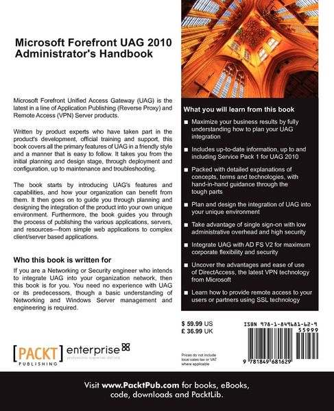 Produktbild: Microsoft Forefront Uag 2010 Administrator's Handbook