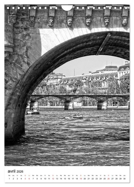 Produktbild: Paris noir blanc (Calendrier mural 2026 DIN A4 horizontal), CALVENDO calendrier mensuel