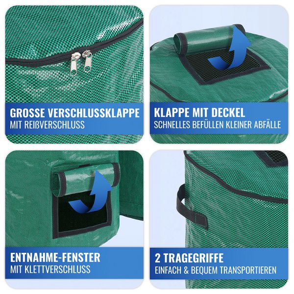 Produktbild: Komposter faltbar, 2er Set, Gr&uuml;n, Fassungsverm&ouml;gen je 125 l