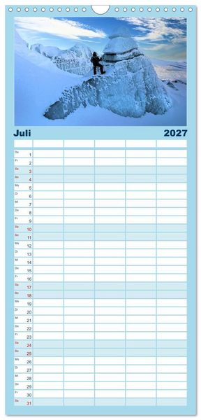 Produktbild: Familienplaner 2027 - Extremsport Eisklettern mit 5 Spalten (Wandkalender, 21 x 45 cm) CALVENDO