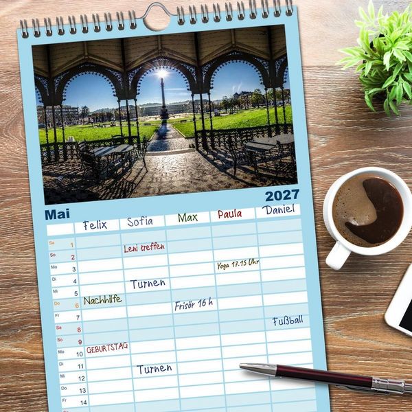 Produktbild: Familienplaner 2027 - STUTTGART 2027 auf den zweiten Blick mit 5 Spalten (Wandkalender, 21 x 45 cm) CALVENDO
